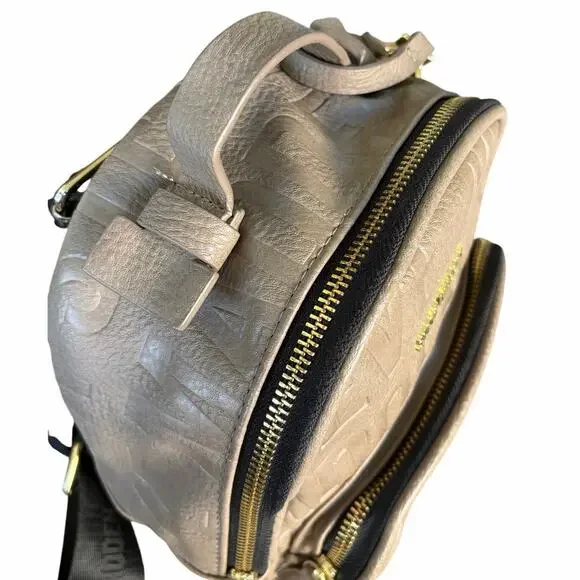 Steve Madden Mini Backpack LOGO Tassel Charm Vegan Leather Y2K Greige Taupe - Picture 6 of 13